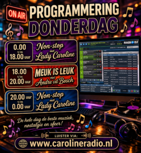 donderdag programmering op caroline radio